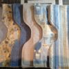 set of 6 burp cloths on blue fabric